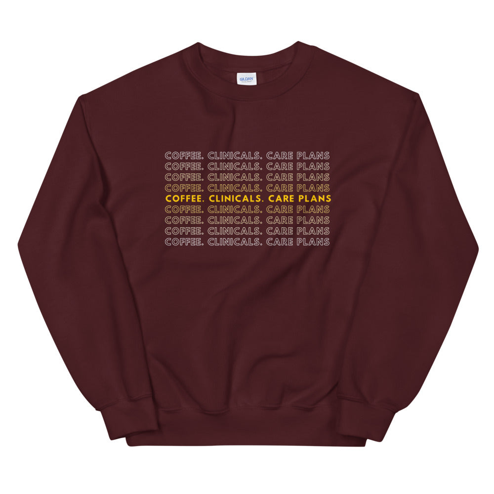 Coffee. Clinicals. Care plans sweatshirt